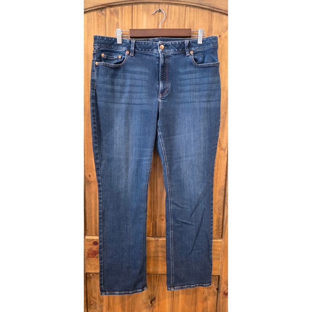 L.L.Bean Straight Leg Jeans Womens 16 Regular Blue Excellent Denim Pants